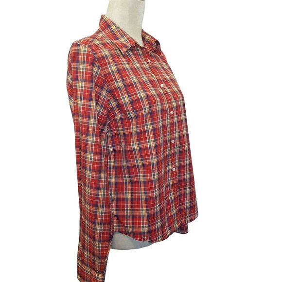 Cruel Girl Junior's Shirt Size Medium Red Plaid Western Button Front Long Sleeve - Picture 6 of 8
